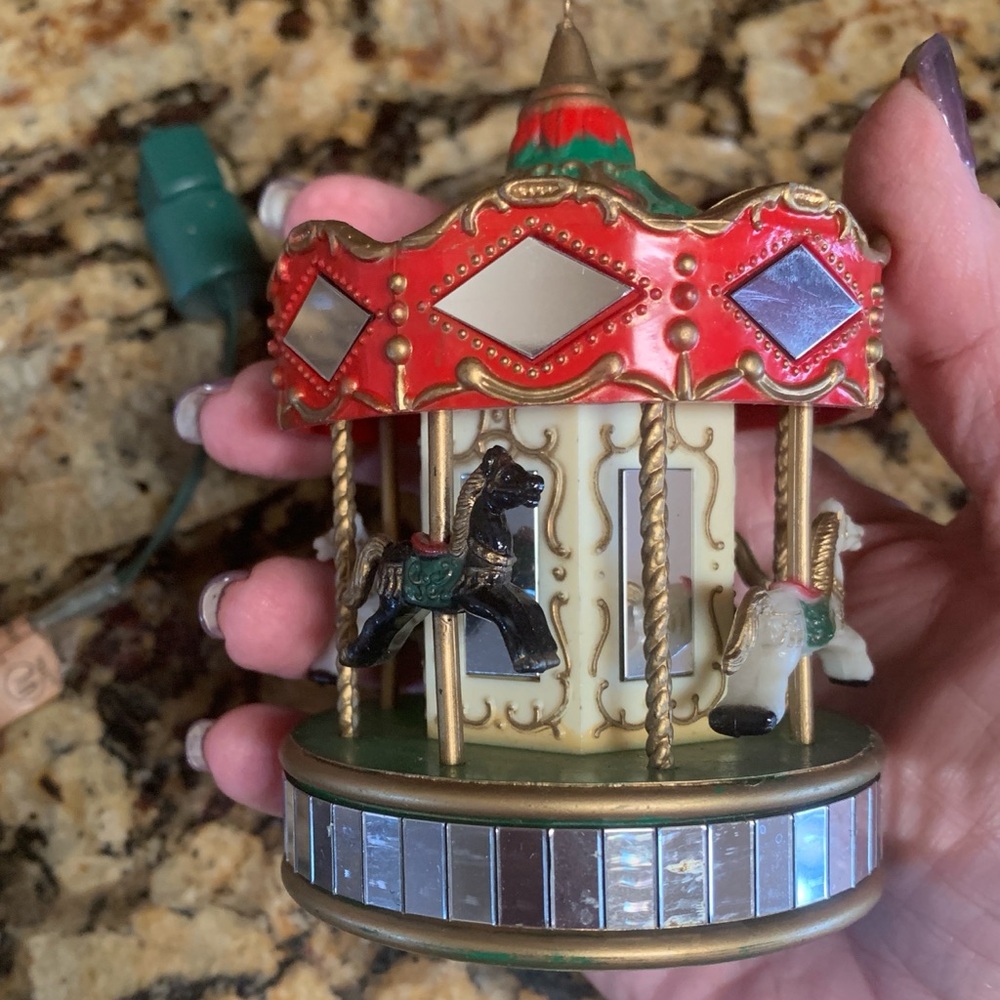 Vintage 1989 Noma Holiday Carousel Ornament - Motorized